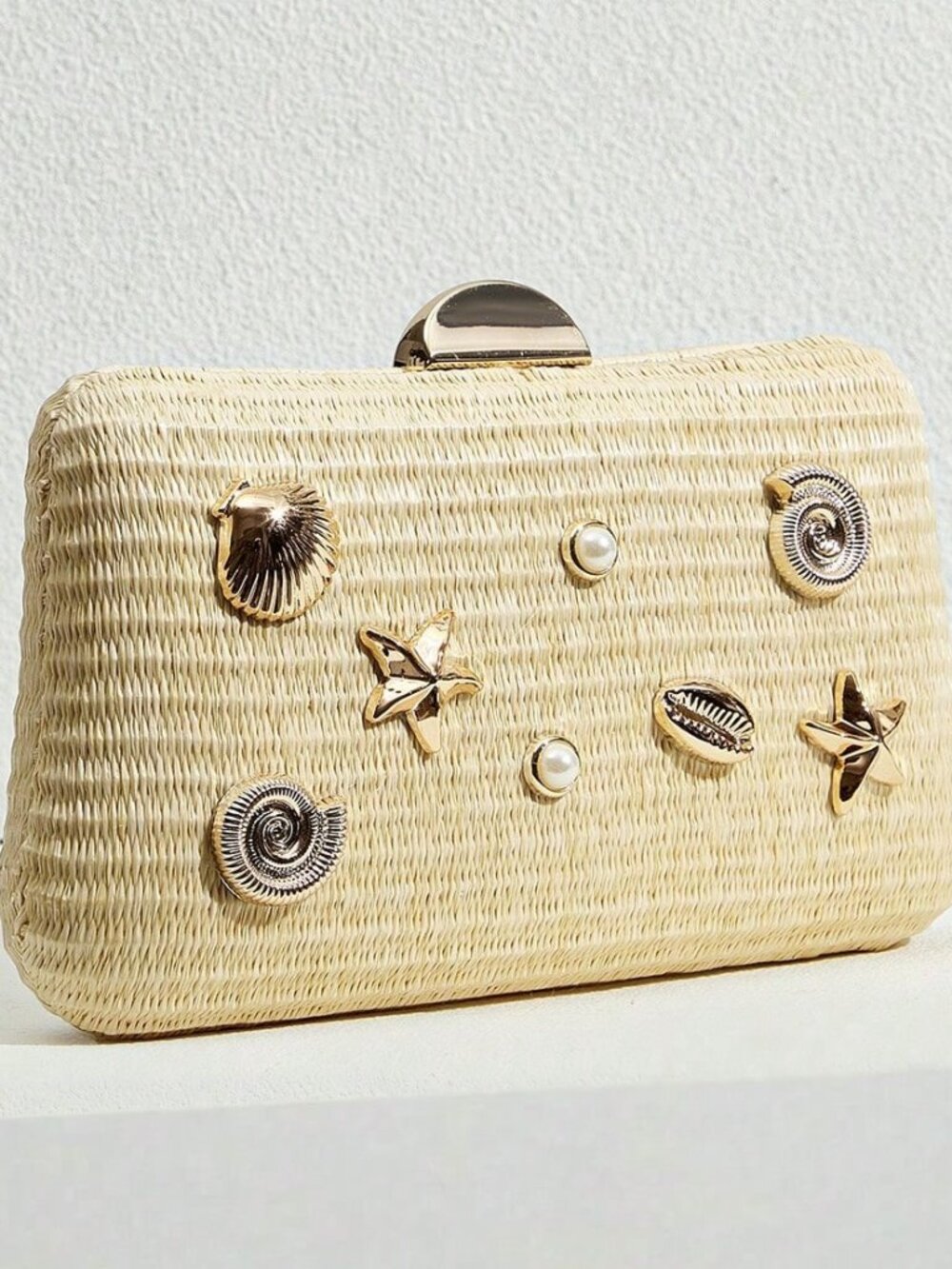 ✨ Elegant Shell Decor Woven Evening Clutch Bag ✨